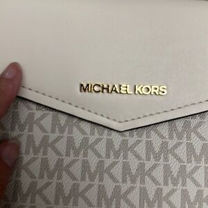 Michael Kors White and Beige Clutch